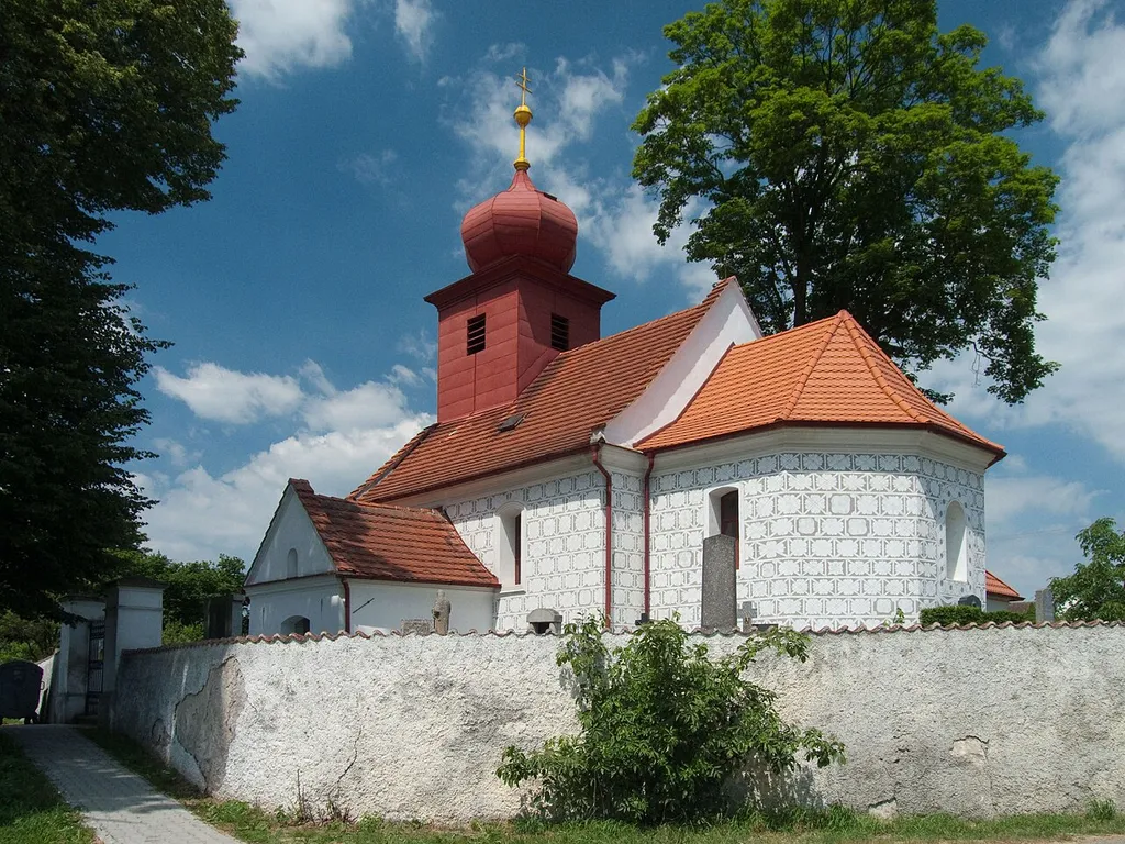 Virgin Mary and Saint Wenceslaus Church in the village of Blanice, part of Mladá Vožice, Tábor District, Czech Republic