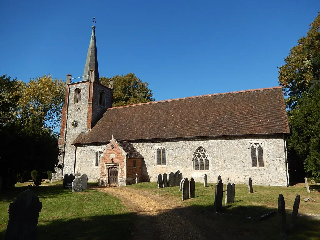 St Andrew's Church, Sherbourne St. John, Hampshire. View from the south-east.