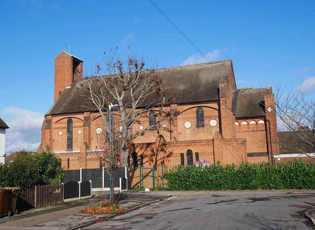 The south side of Christ Church, a Grade II listed structure in Dartford, Kent. This is a photo of listed building number 1336346.