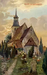Sachgesamtheit '''St. Laurentiuskirche und Kirchhof Lorenzkirch''' mit Einzeldenkmalen Kirche, Kriegerdenkmale, Grabmale und Einfriedungsmauer (ID-Nr. 08956634) sowie Kirchhof mit Aufbahrungshalle (Sachgesamtheitsteile) Alte Salzstraße -