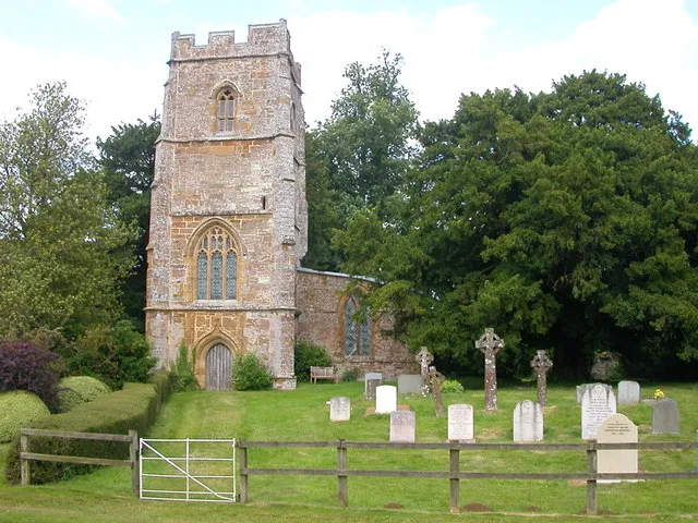 West tower of St James' parish church, Edgecote, Northamptonshire, seen from the west