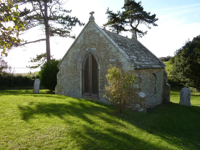 Old Church, East Fleet Small sections of Chesil Bank and The Fleet lagoon (Butterstreet Cove) can be seen beyond.