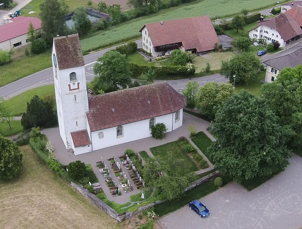 Blick auf die reformierte Kirche Ammerswil