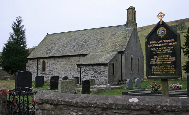 Church and Grave Yard, near to Llangadwaladr, Powys, Great Britain. Llangadwaladr Parish Church Eglwys Sant Cadwaladr.