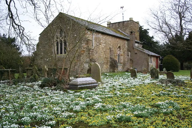 St.Andrew's church, Stainton-le-Vale, Lincolnshire. These snowdrops and acconites in February surround the wonderful small church dedicated to St.Andrew in Stainton-le-Vale. There's a blocked 4-bay south arcade of c1300, two Early English arches in the tower entrance and a Norman north doorway.