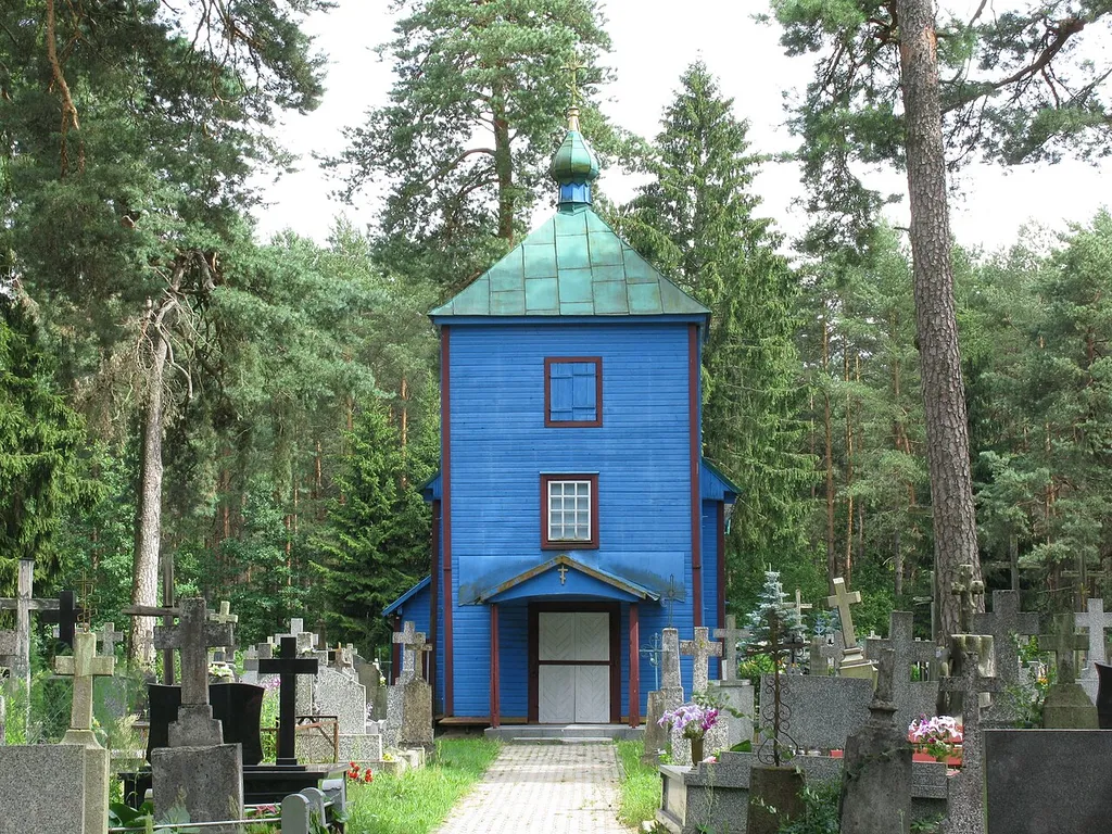 Saint Onuphrius Orthodox Church located in forest near Augustowo-Stryki road (Podlaskie, Poland).