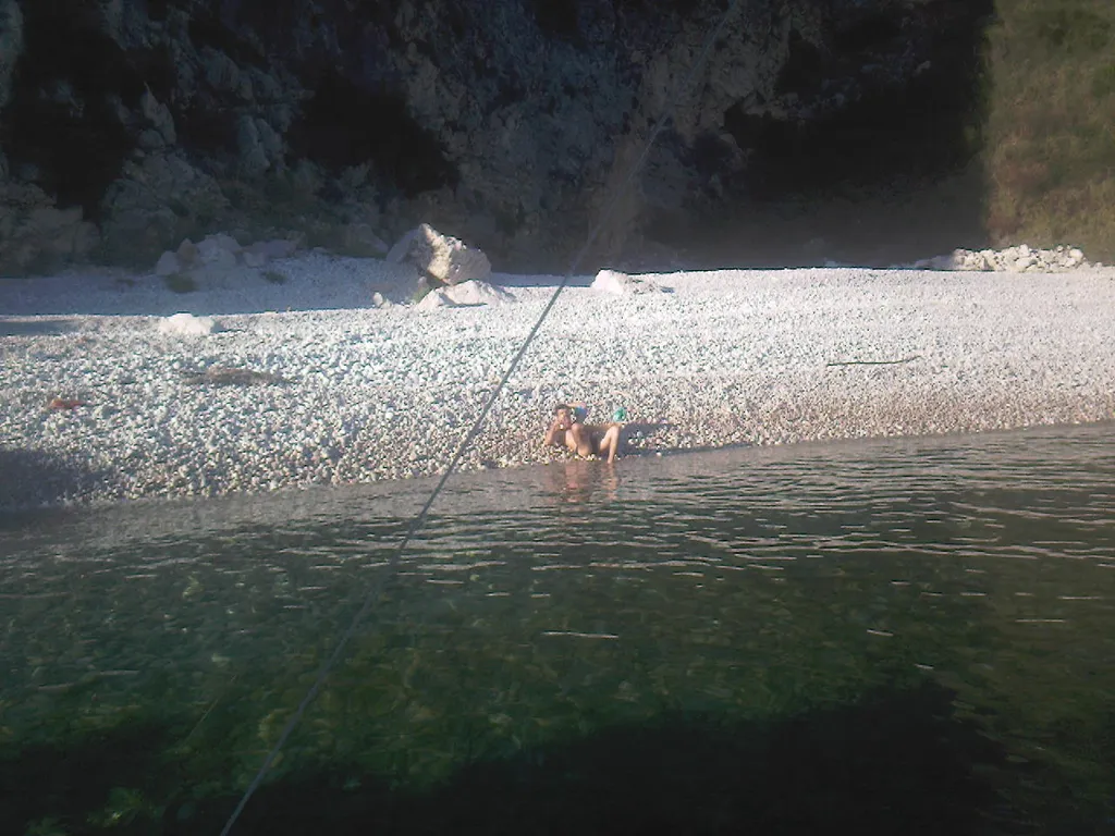 Attractive beach near Dubrovnik, bellow the rock called "Tri brata" (three brothers).