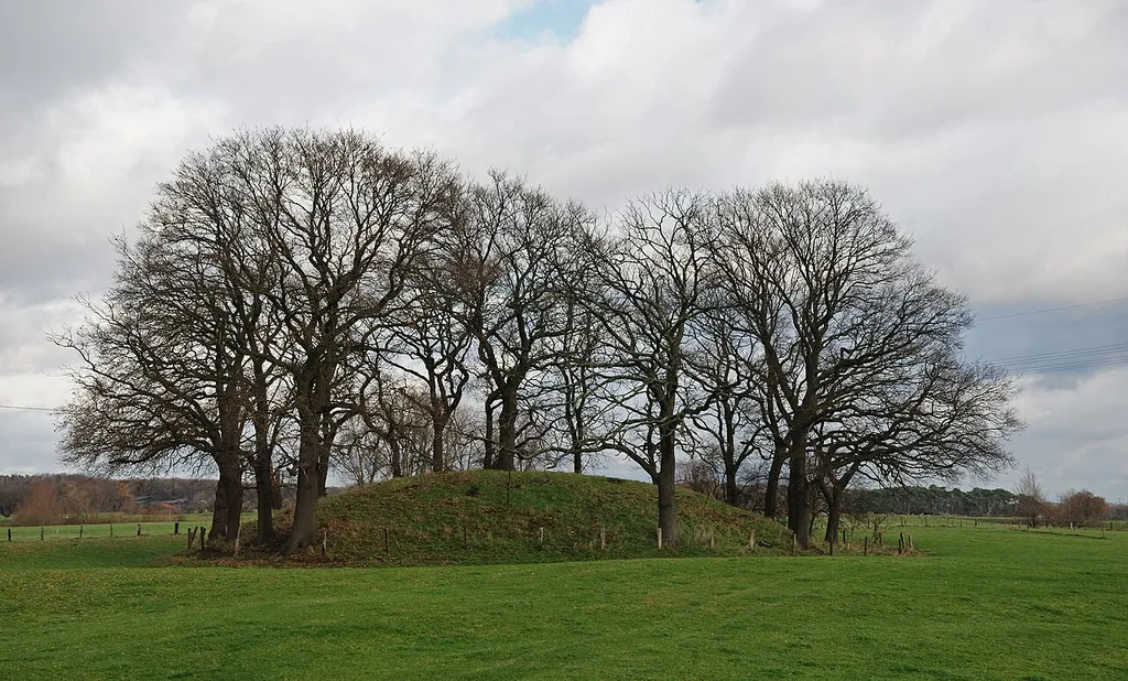 The tower hill castle Burgwart on the Hünxer Aap between Lippe and Wesel-Datteln Canal