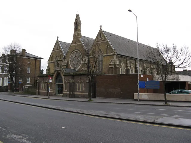 Roman Catholic church or Our Lady of Reparation, Wellesey Road, West Croydon, south London (formerly Surrey), seen from the southwest