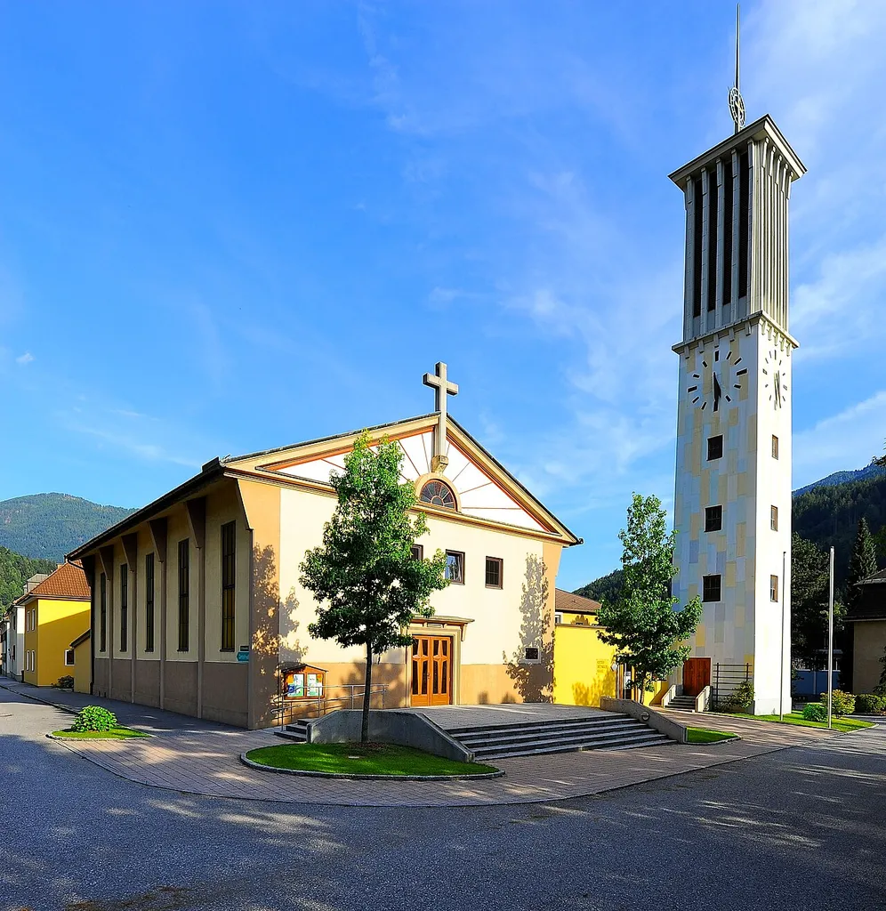 Protestant church on 10. Oktoberstrasse #2, municipality Radenthein, district Spittal an der Drau, Carinthia, Austria, EU