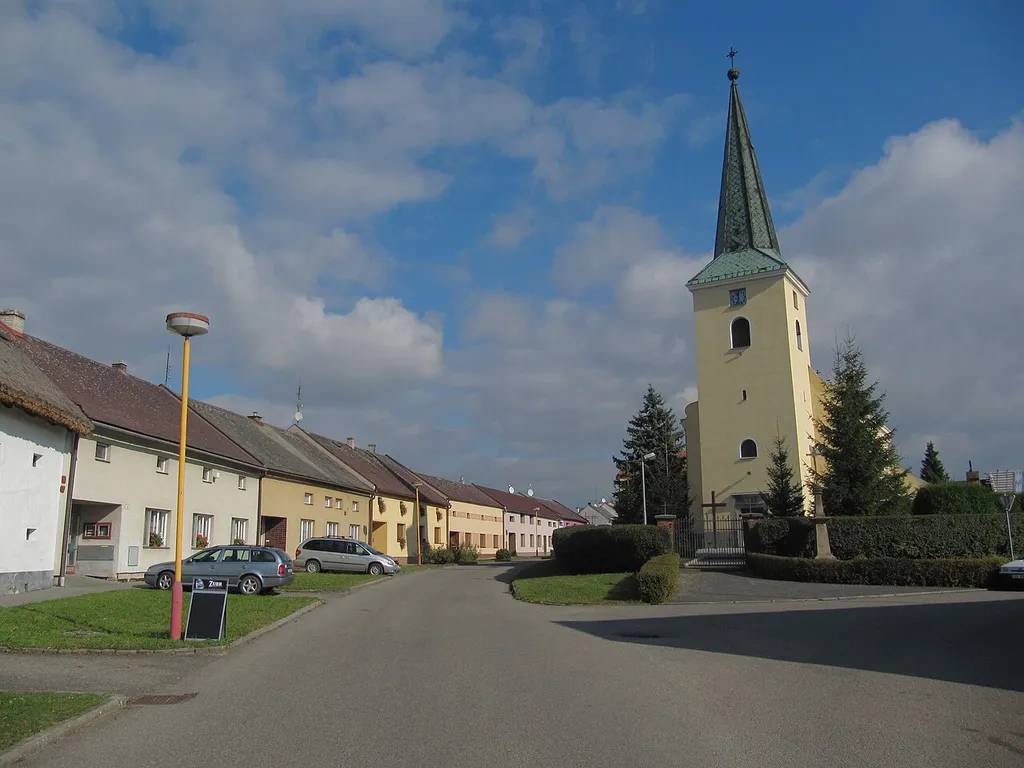Rymice in Kroměříž District, Czech Republic. Common with the St. Bartholomew-church.