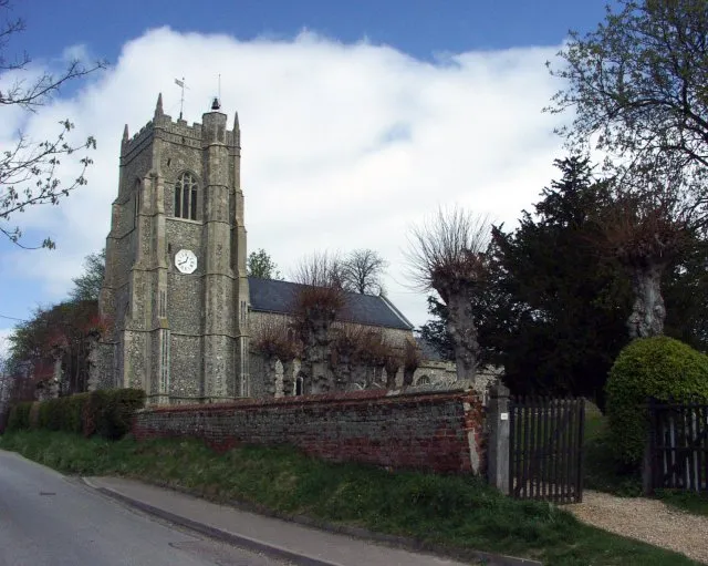 Church of St Peter in Monks Eleigh, Suffolk, England. A Grade I listed medieval church.