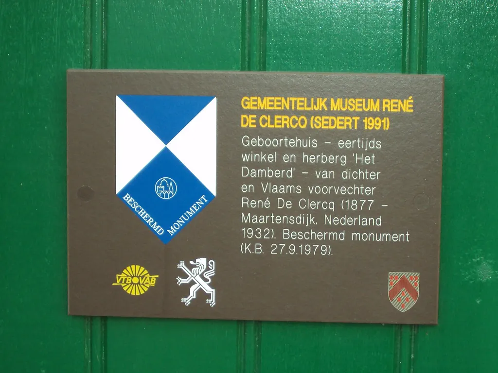 Sign on the house where René De Clercq was born