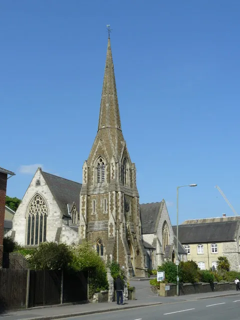 St Matthew's parish church, Station Road, Redhill, Surrey, England, seen from the west
