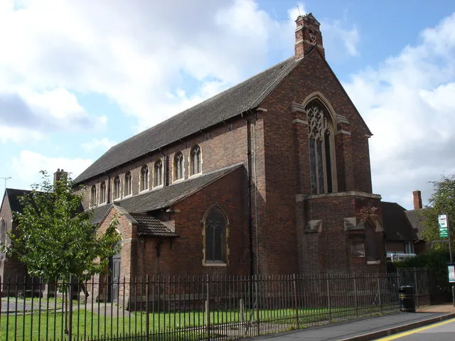 The King's School, Bathley Street, Nottingham, England, seen from the northeast. Built in 1915 as St Faith's parish church.