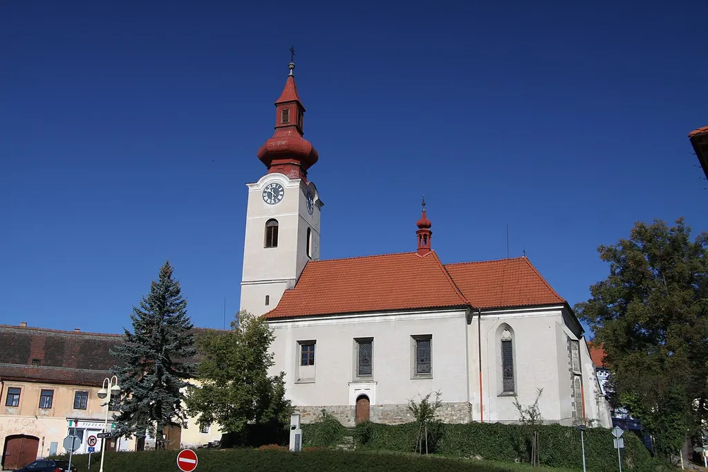Husinec town in Prachatice District, Czech Republic. Church.