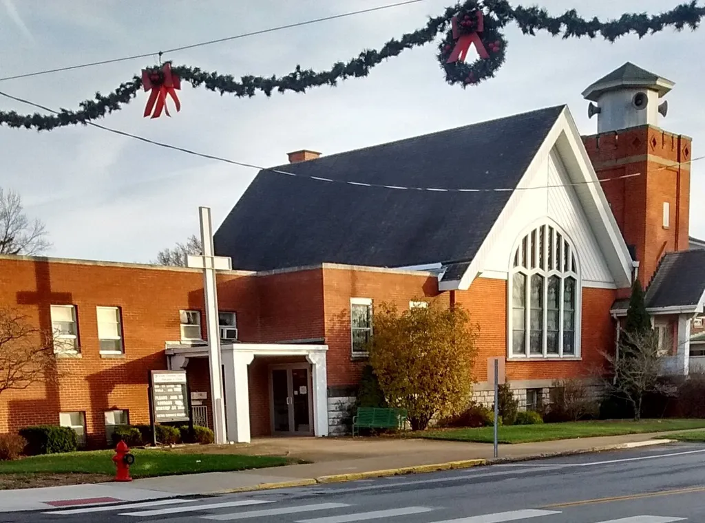A side view of the Clyde Christian Church.