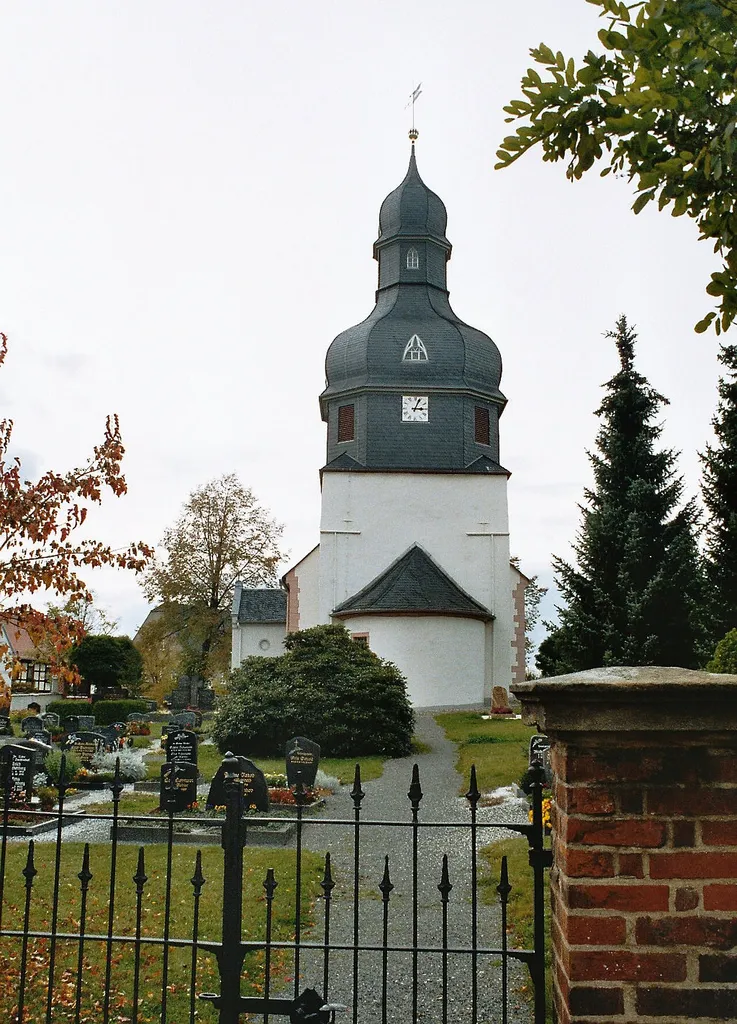 Linda next to Gera, the village church
