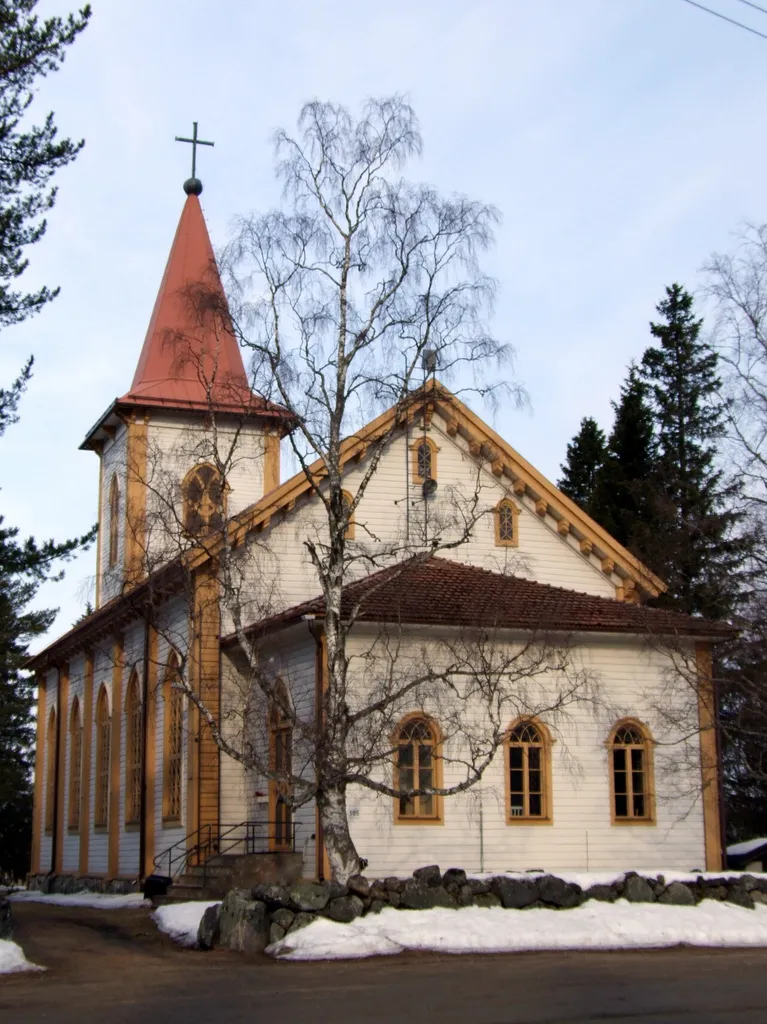 Kuivaniemi church. It was designed by Ernst Lohrmann in 1852 and built after his death in 1872.