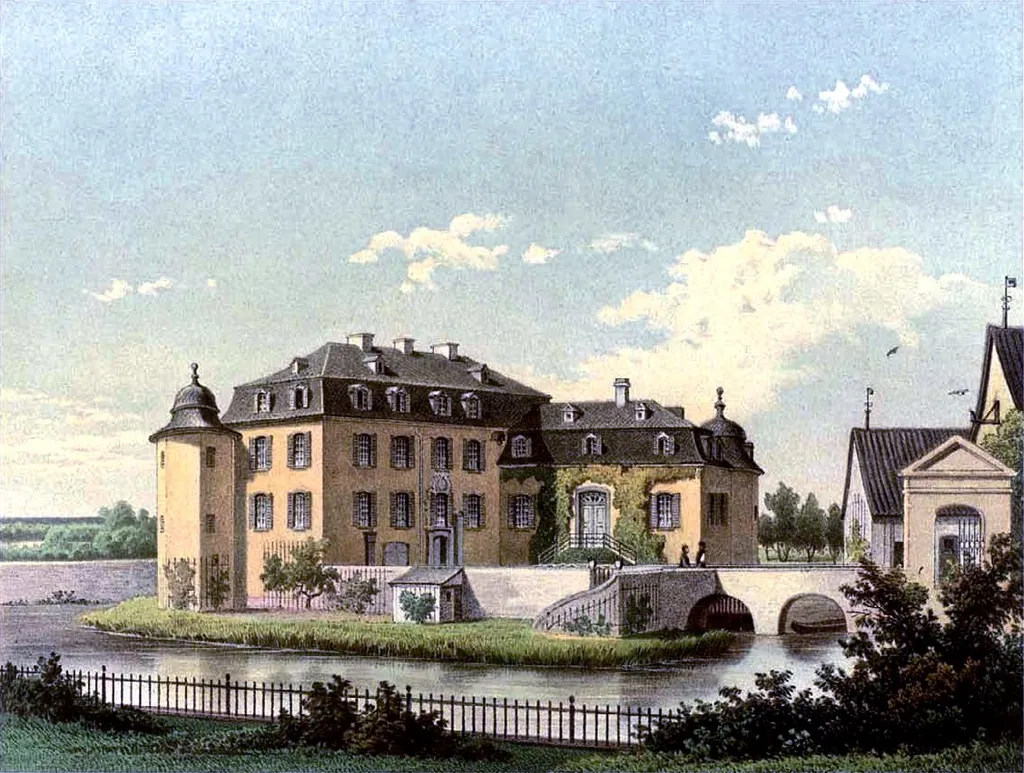Schloss Lüftelberg, Lithografie aus dem 19. Jahrhundert