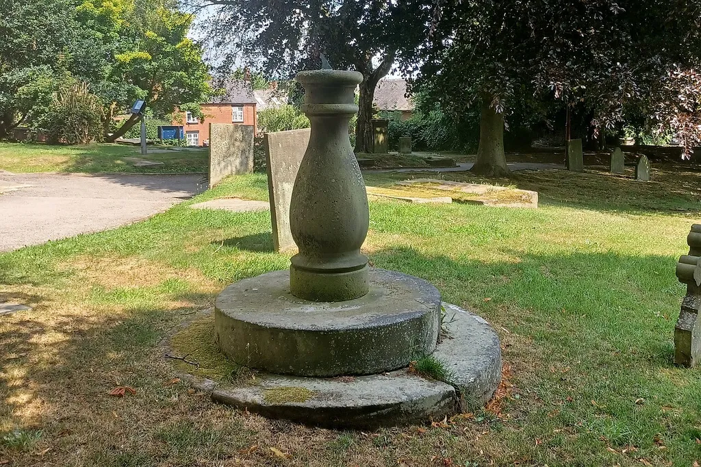 Grade II listed sundial in the churchyard of St Giles the Abbot's Church, Cheadle, Listed as "Sundial approximately 10 metres south of tower of Church of St Giles". .mw-parser-output .messagebox{margin:4px 0;width:auto;border-collapse:collapse;border:2px solid var(--border-color-progressive,#6485d1);background-color:var(--background-color-neutral-subtle,#fbfcff);color:var(--color-base,#202122);box-sizing:border-box;border-inline-start-width:8px}.mw-parser-output .messagebox.mbox-small{font-size:88%;line-height:1.25em}.mw-parser-output .mbox-warning,.mw-parser-output .mbox-speedy{border:2px solid var(--border-color-error,#b22222);background:var(--background-color-error-subtle,#ffdbdb);border-inline-start-width:8px}.mw-parser-output .mbox-serious,.mw-parser-output .mbox-delete,.mw-parser-output .mbox-stop{border:2px solid var(--border-color-error,#b22222);border-inline-start-width:8px}.mw-parser-output .mbox-issue,.mw-parser-output .mbox-content{border:2px solid #f28500;background:var(--background-color-warning-subtle,#ffe);border-inline-start-width:8px}.mw-parser-output .mbox-query,.mw-parser-output .mbox-style{border:2px solid #f4c430;background:var(--background-color-warning-subtle,#ffe);border-inline-start-width:8px}.mw-parser-output .mbox-shit{border:2px solid #960;border-inline-start-width:8px}.mw-parser-output .mbox-license{border:2px solid #88a;border-inline-start-width:initial}.mw-parser-output .mbox-legal{border:2px solid var(--border-color-notice,#666);background:var(--background-color-base,#fff);border-inline-start-width:8px}.mw-parser-output .mbox-honor{border:2px solid #ca3;background:var(--background-color-warning-subtle,#fcf4db);border-inline-start-width:8px}.mw-parser-output .mbox-growth{border:2px solid #8d4;background:var(--background-color-success-subtle,#d5fdf4);border-inline-start-width:8px}.mw-parser-output .mbox-move{border:2px solid #93c;border-inline-start-width:8px}.mw-parser-output .mbox-protection,.mw-parser-output .mbox-message{border:2px