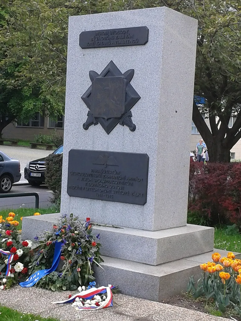Memorial is dedicated to the Paratroopers of the Czechoslovak Foreign Armed Forces and Their co-workers from the domestic anti-german resistance, fallen in the Second World War 1941 - 1945. The memorial is located at the address: Technická 1902/4, 160 00 Prague 6 - Dejvice, Czech republic. Memorial was unveiled in 1995 and bears the inscription: "The tree of freedom is occasionally poured with blood of katanes and patriots".