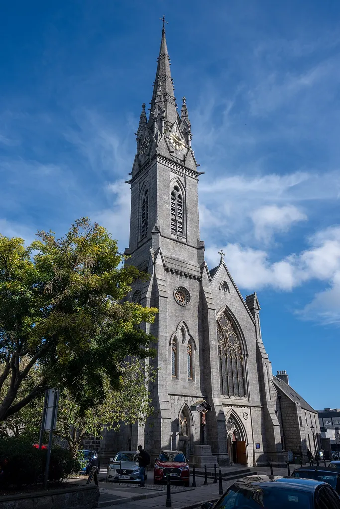 St Mary's Cathedral in Aberdeen was opened in 1860 to a design by Alexander Ellis, and then expanded to include the spire when it was promoted to a cathedral in 1876. It is a Category B listed building.