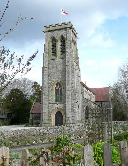 St John's Church, Silverdale. This view shows the large transept near to the east end. The porch is on the north side. See also 126508