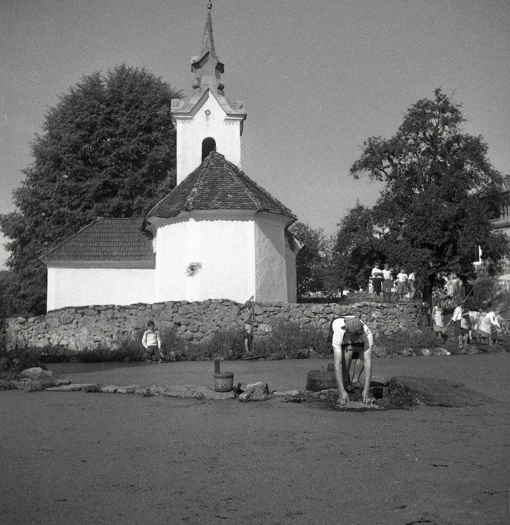 Perica washing laundry on the pond in Hrastovo Dol.