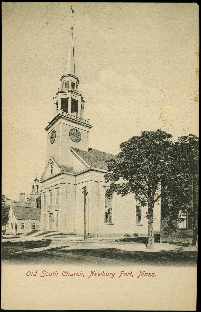 Old South (Presbyterian) Church in Newbury Port, Massachusetts from a pre-1923 postcard From RG 428, Postcard Collection, Presbyterian Historical Society, Philadelphia, Pennsylvania.