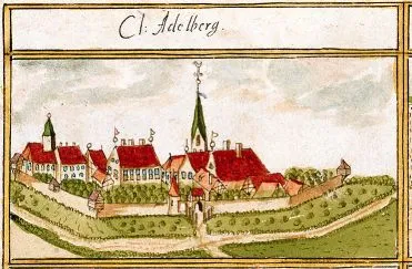 Adelberg Abbey, drawing from Andreas Kieser's Forstlagerbuch, 1685