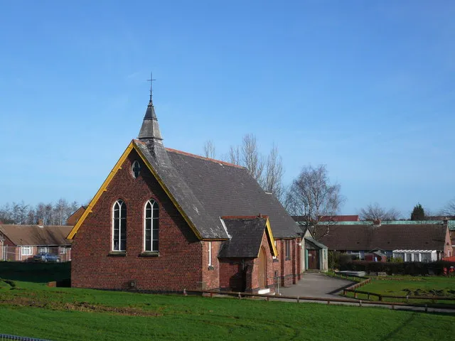 St Barnabas' parish church, Danesmoor, Derbyshire on 14 January 2007. The site is fenced off ready for the church to be demolished. 331370 322852