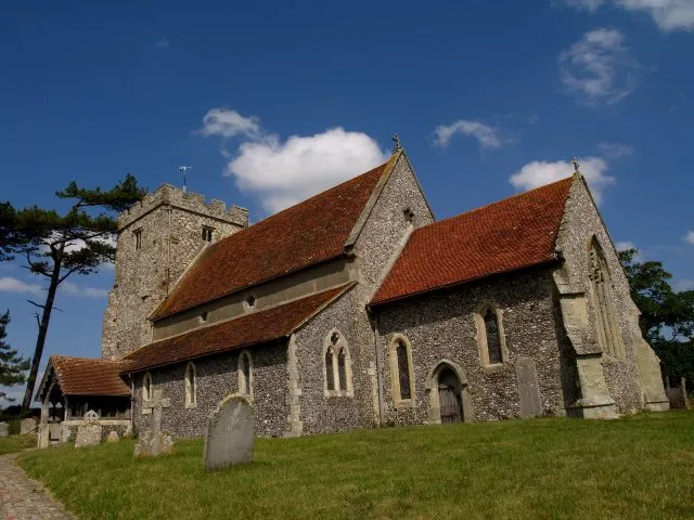 St Andrew's parish church, Beddingham, East Sussex, seen from the southeast