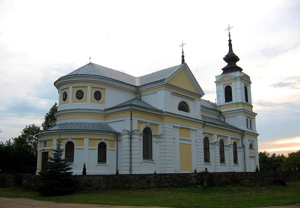 Catholic church of St. John the Baptist in Bieniakone, Belarus.