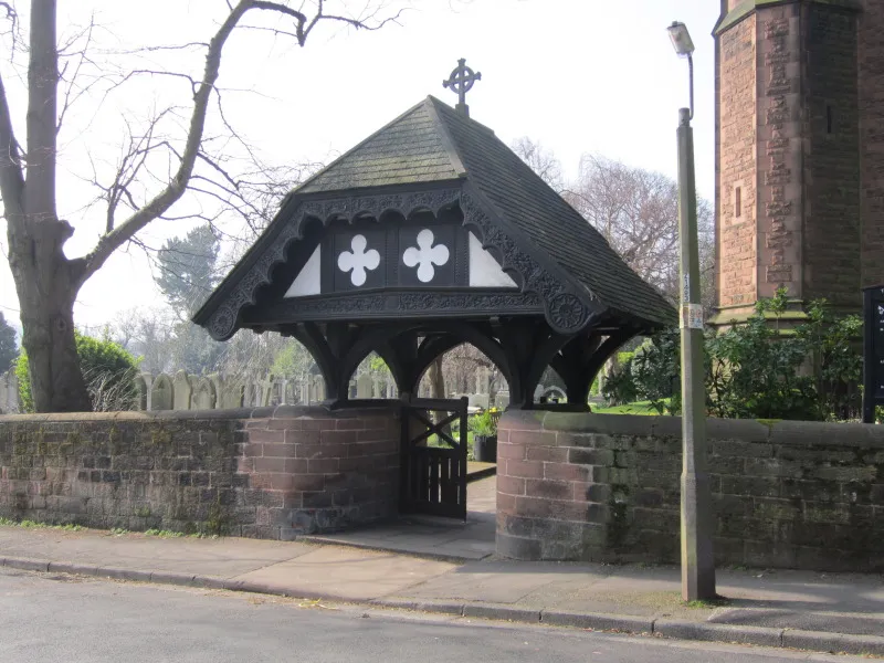 Lych gate, St Peter's Church, Woolton, Liverpool, England.