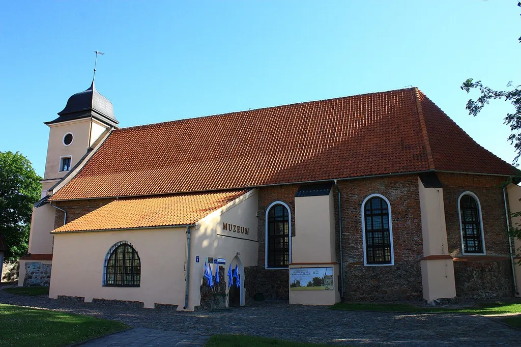 Olsztynek, kościół ewangelicki, ob. galeria Muzeum Budownictwa Ludowego (dec. ruiny), 1690, 1796, po 1974