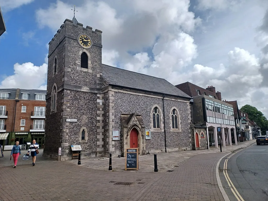 Church of St Pancras, St Pancras, Chichester, West Sussex, England. 1750 upon the site of a medieval church destroyed during the Seige of Chichester in the English Civil War, Grade II listed. .mw-parser-output .messagebox{margin:4px 0;width:auto;border-collapse:collapse;border:2px solid var(--border-color-progressive,#6485d1);background-color:var(--background-color-neutral-subtle,#fbfcff);color:var(--color-base,#202122);box-sizing:border-box;border-inline-start-width:8px}.mw-parser-output .messagebox.mbox-small{font-size:88%;line-height:1.25em}.mw-parser-output .mbox-warning,.mw-parser-output .mbox-speedy{border:2px solid var(--border-color-error,#b22222);background:var(--background-color-error-subtle,#ffdbdb);border-inline-start-width:8px}.mw-parser-output .mbox-serious,.mw-parser-output .mbox-delete,.mw-parser-output .mbox-stop{border:2px solid var(--border-color-error,#b22222);border-inline-start-width:8px}.mw-parser-output .mbox-issue,.mw-parser-output .mbox-content{border:2px solid #f28500;background:var(--background-color-warning-subtle,#ffe);border-inline-start-width:8px}.mw-parser-output .mbox-query,.mw-parser-output .mbox-style{border:2px solid #f4c430;background:var(--background-color-warning-subtle,#ffe);border-inline-start-width:8px}.mw-parser-output .mbox-shit{border:2px solid #960;border-inline-start-width:8px}.mw-parser-output .mbox-license{border:2px solid #88a;border-inline-start-width:initial}.mw-parser-output .mbox-legal{border:2px solid var(--border-color-notice,#666);background:var(--background-color-base,#fff);border-inline-start-width:8px}.mw-parser-output .mbox-honor{border:2px solid #ca3;background:var(--background-color-warning-subtle,#fcf4db);border-inline-start-width:8px}.mw-parser-output .mbox-growth{border:2px solid #8d4;background:var(--background-color-success-subtle,#d5fdf4);border-inline-start-width:8px}.mw-parser-output .mbox-move{border:2px solid #93c;border-inline-start-width:8px}.mw-parser-output .mbox-protection,.mw-parser-outp