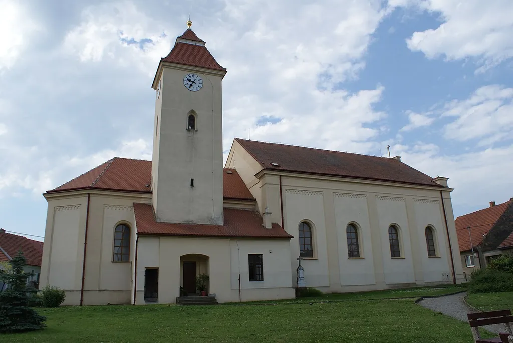 Starovice, a village in Břeclav District, Czech Republic, church.