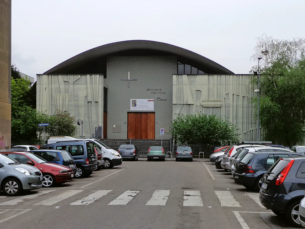Milano, chiesa di San Giovanni Bosco. Fu costruita dal 1966 al 1967 su progetto di Mario Tedeschi e Carlo Ramous.Fonte: Cecilia De Carli (a cura di), Le nuove chiese della diocesi di Milano. 1945-1993, Milano, Edizioni Vita e Pensiero, 1994, p. 199, ISBN 88-343-3666-6.