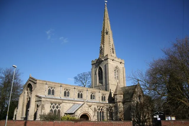 Church of St.Mary the Virgin Cruciform church with a Transitional &amp; Early English interior restored by Browning in 1861-3, Decorated &amp; Perpendicular exterior with a spire rebuilt in 1787