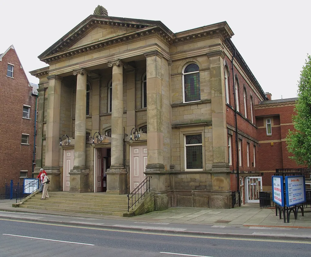 Central Methodist Church, Saltergate, Chesterfield, Derbyshire, seen from the northwest