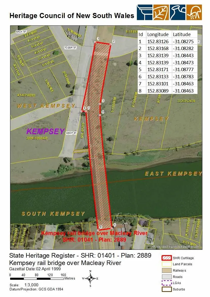 Macleay River railway bridge, Kempsey: SHR Plan No 2889