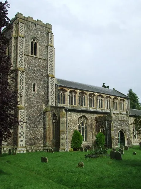 Church of All Saints in Wetheringsett, Suffolk, England. A Grade I listed medieval church.