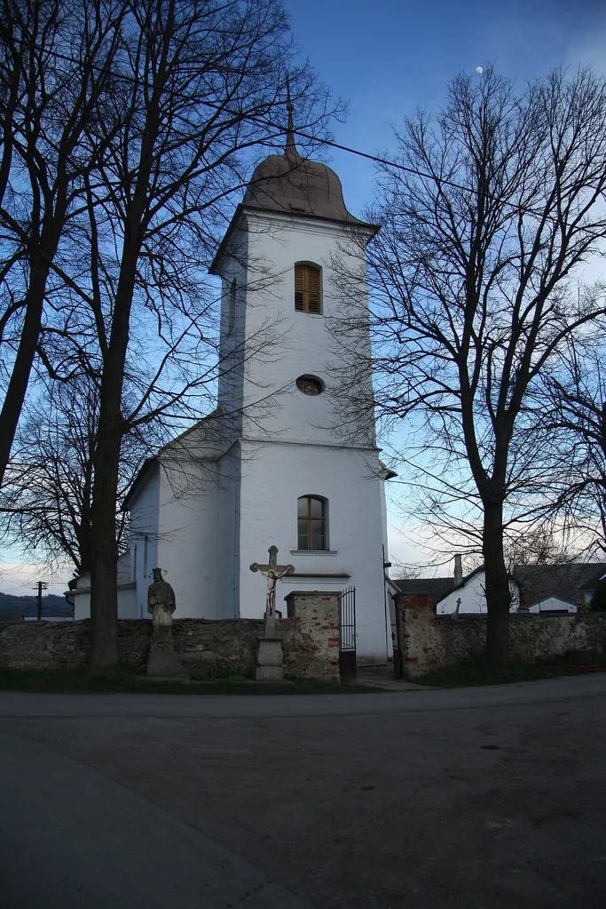 Overview of Church of Saint John the Baptist in Střížov, Brtnice, Jihlava District.