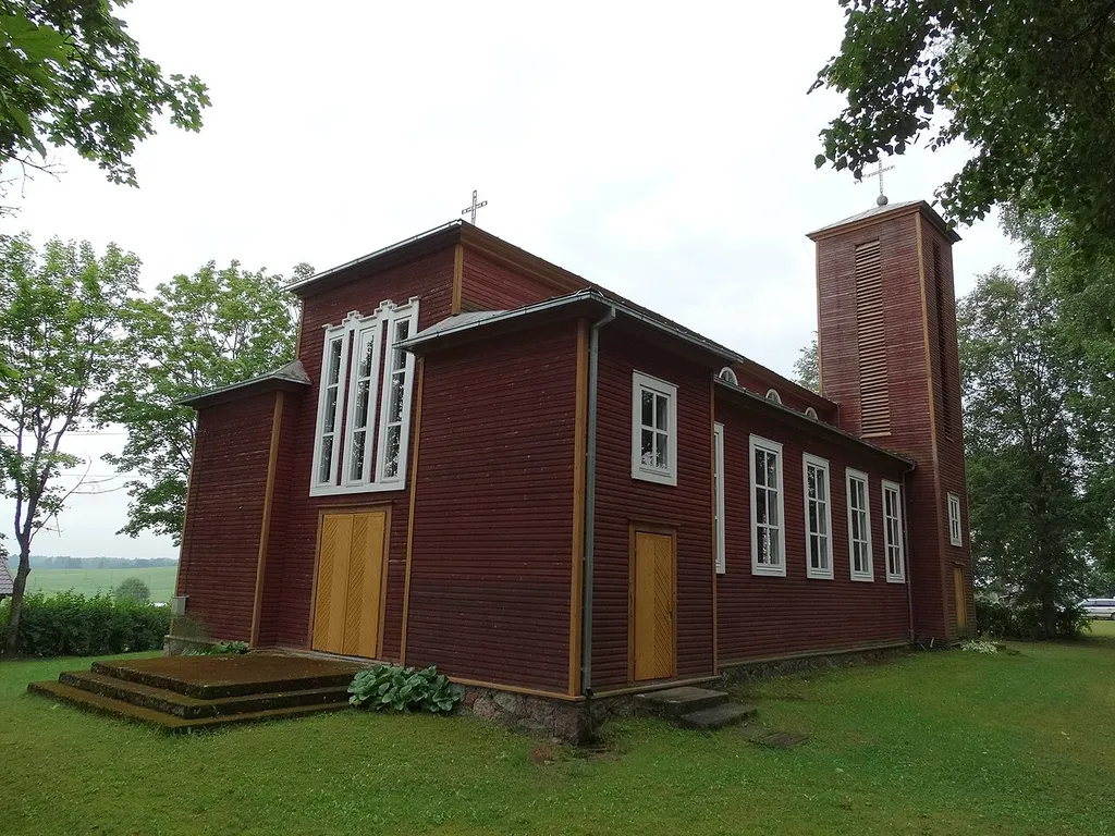 Catholic church in Biliakiemis, front view, Utena District, Lithuania