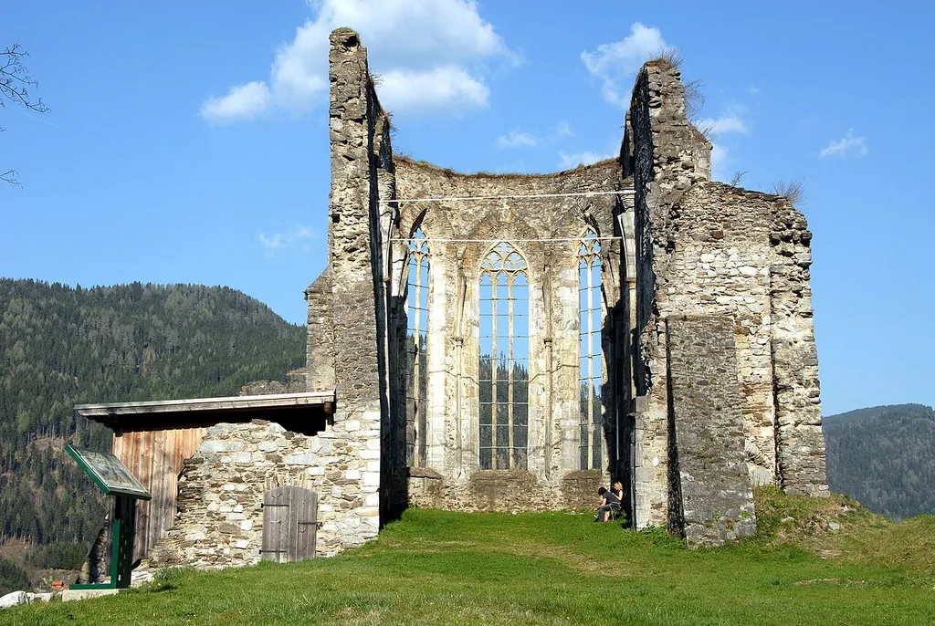 Church ruin Virigilienberg from the 13th/14th century, medieval city of Friesach, district Sankt Veit, Carinthia, Austria, EU