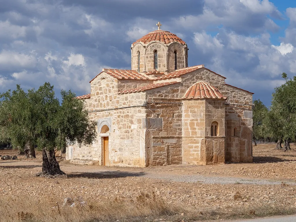 The byzantine church of the Transfiguration of Christ in the olive grove of Megara.
