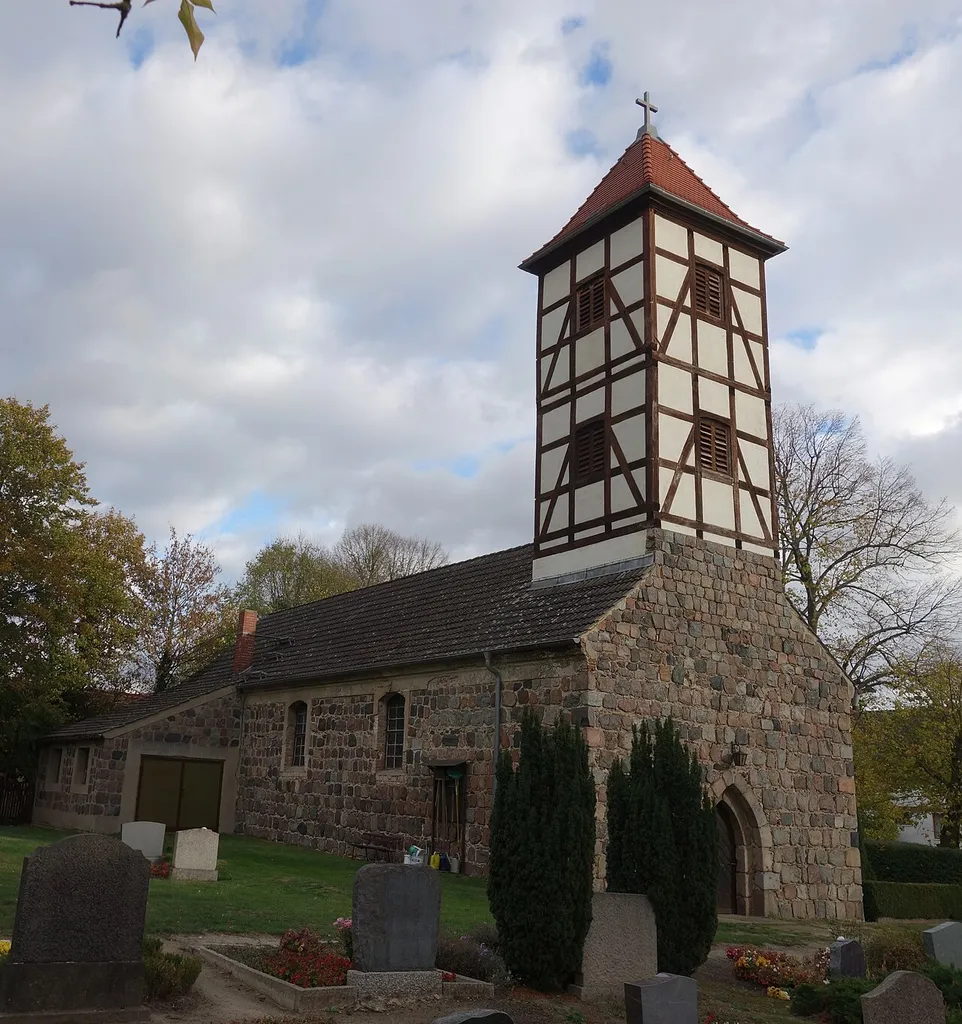 North-western view of the church in Schenkenhorst , Stahnsdorf municipality , Potsdam-Mittelmark district, Brandenburg state, Germany