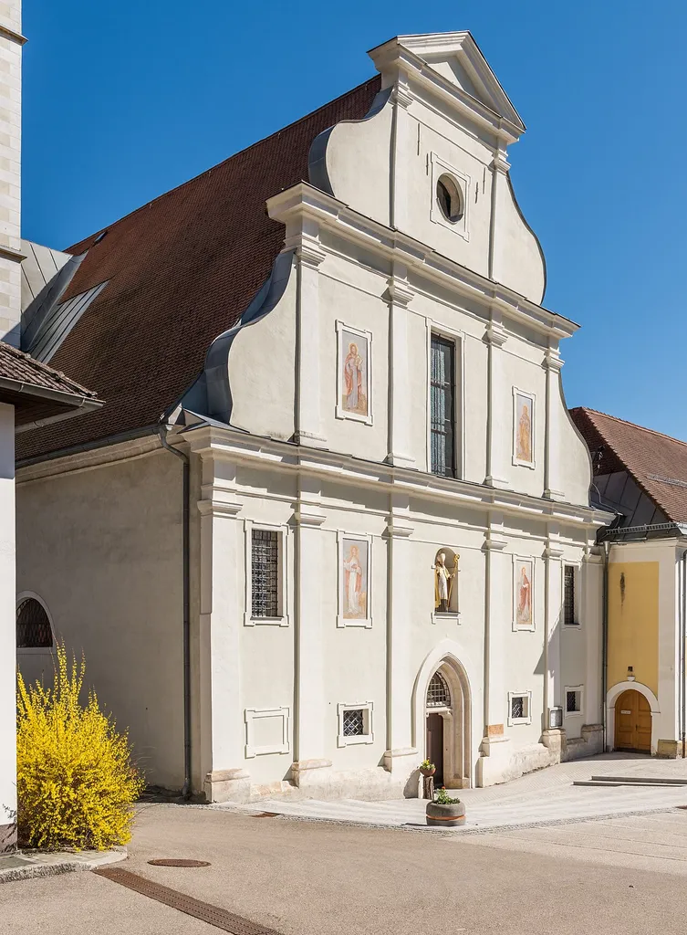 Northwestern view of the city parish church Saint Nicholas on Hauptplatz #1a, city Strassburg, district Sankt Veit an der Glan, Carinthia, Austria, EU