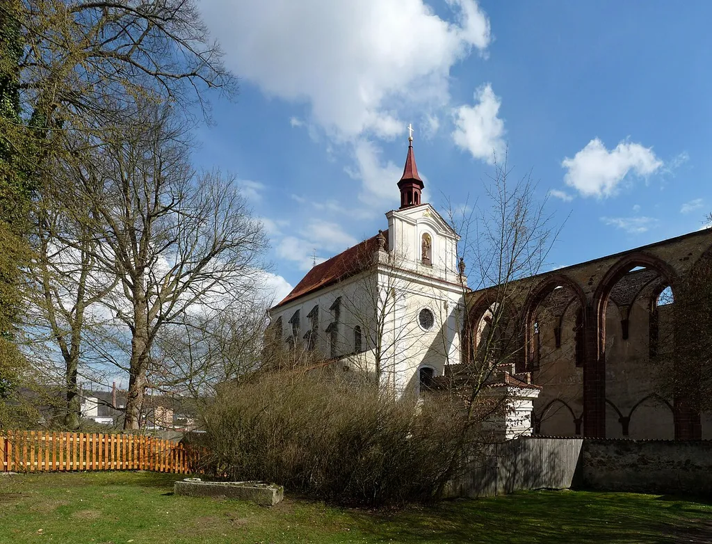 Two of the churches in Sázava Monastery in the town of Sázava, Benešov District, Central Bohemian Region, Czech Republic.